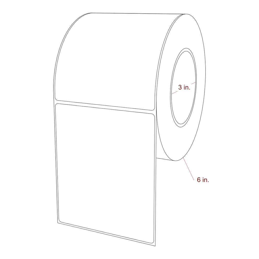 4.25 Inch x 5 Inch Rectangle Inkjet Label Roll - 3 Inch Core - 6 Inch Roll OD - 3D Perspective