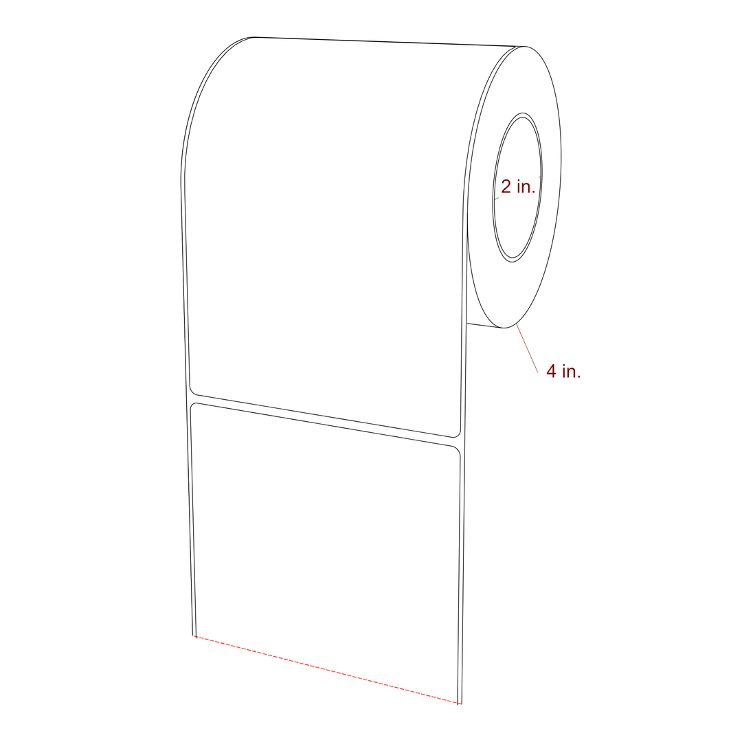 4.25 Inch x 6.25 Inch Rectangle Inkjet Label Roll - 2 Inch Core - 4 Inch Roll OD - 3D Perspective