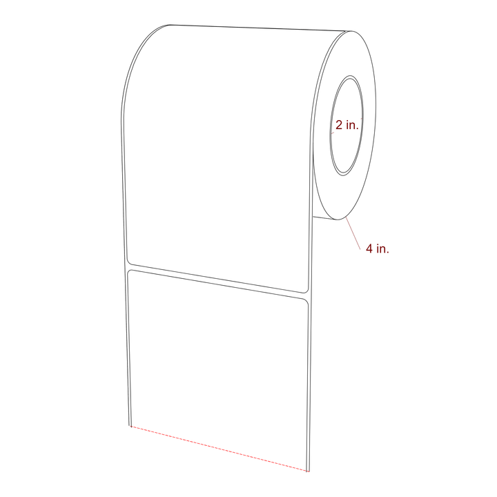 4.25 Inch x 6.25 Inch Rectangle Inkjet Label Roll - 2 Inch Core - 4 Inch Roll OD - 3D Perspective