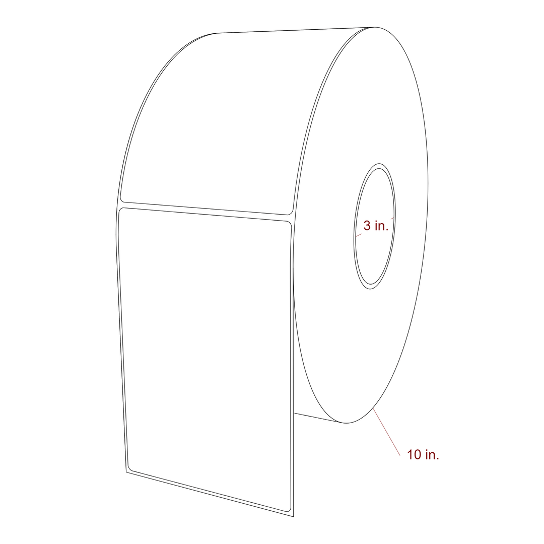 4.25 Inch x 6.25 Inch Rectangle Inkjet Label Roll - 3 Inch Core - 10 Inch Roll OD - 3D Perspective