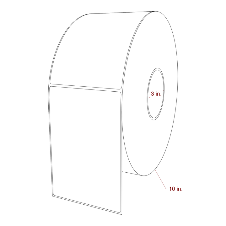 4.25 Inch x 6.25 Inch Rectangle Inkjet Label Roll - 3 Inch Core - 10 Inch Roll OD - 3D Perspective