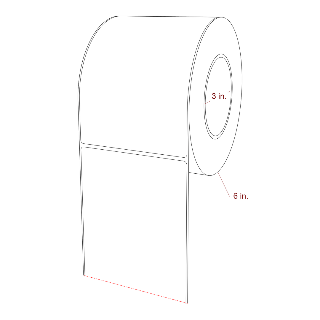 4.25 Inch x 6.25 Inch Rectangle Inkjet Label Roll - 3 Inch Core - 6 Inch Roll OD - 3D Perspective