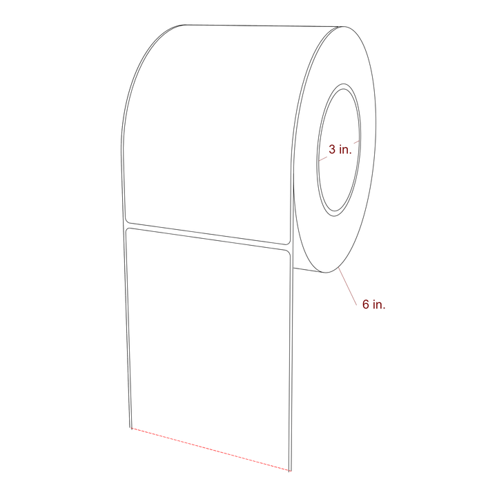 4.25 Inch x 6.25 Inch Rectangle Inkjet Label Roll - 3 Inch Core - 6 Inch Roll OD - 3D Perspective
