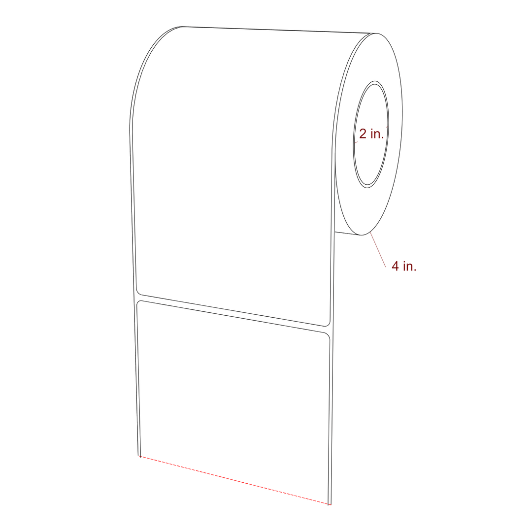 4.25 Inch x 6.5 Inch Rectangle Inkjet Label Roll - 2 Inch Core - 4 Inch Roll OD - 3D Perspective