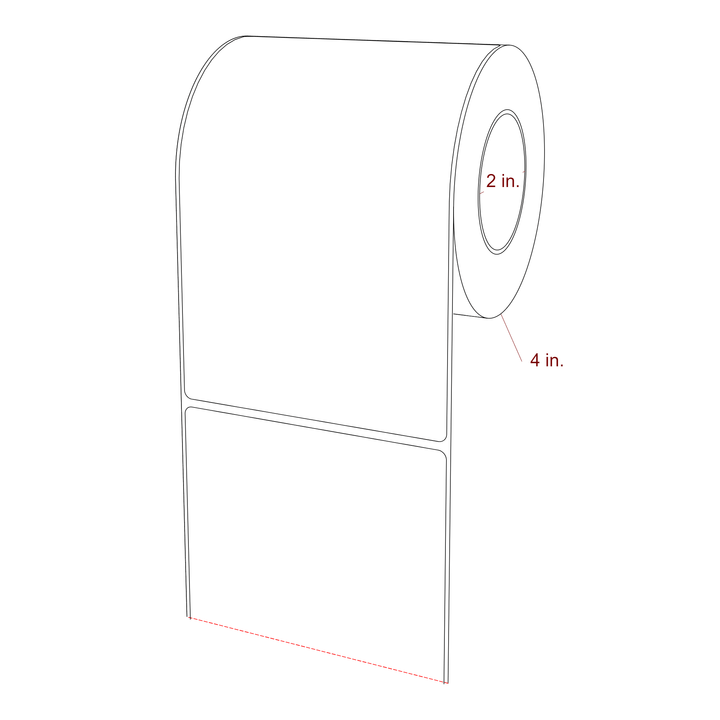 4.25 Inch x 6.5 Inch Rectangle Inkjet Label Roll - 2 Inch Core - 4 Inch Roll OD - 3D Perspective