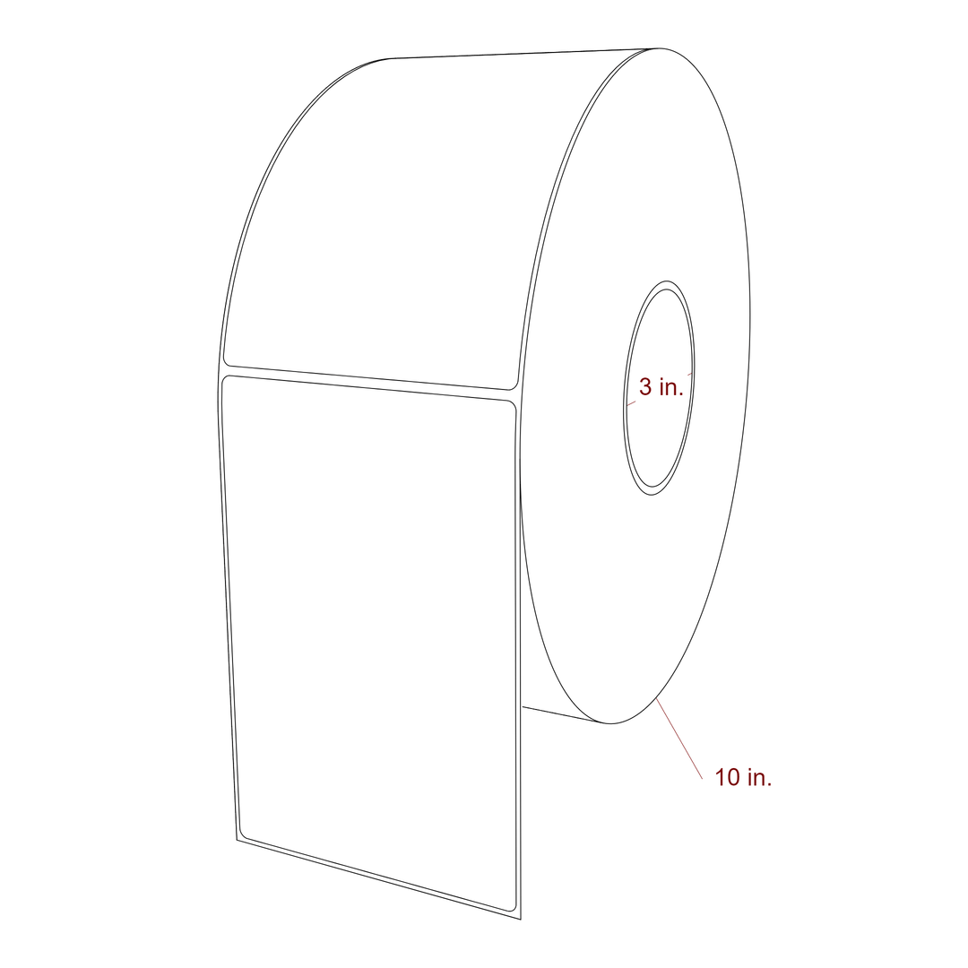 4.25 Inch x 6.5 Inch Rectangle Inkjet Label Roll - 3 Inch Core - 10 Inch Roll OD - 3D Perspective