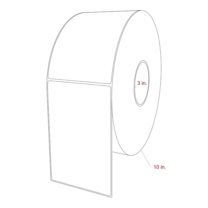 4.25 Inch x 6.5 Inch Rectangle Inkjet Label Roll - 3 Inch Core - 10 Inch Roll OD - 3D Perspective