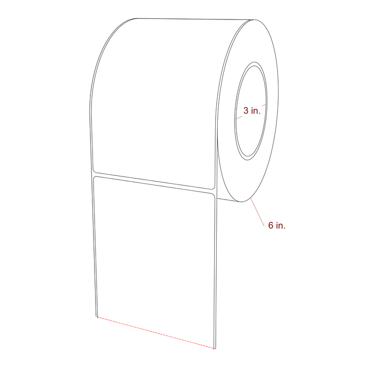 4.25 Inch x 6.5 Inch Rectangle Inkjet Label Roll - 3 Inch Core - 6 Inch Roll OD - 3D Perspective