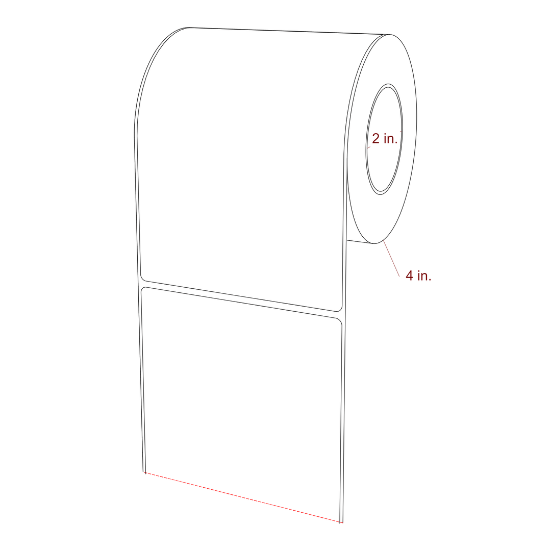 4.25 Inch x 6 Inch Rectangle Inkjet Label Roll - 2 Inch Core - 4 Inch Roll OD - 3D Perspective