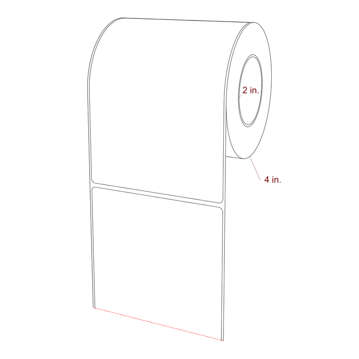 4.25 Inch x 6 Inch Rectangle Inkjet Label Roll - 2 Inch Core - 4 Inch Roll OD - 3D Perspective