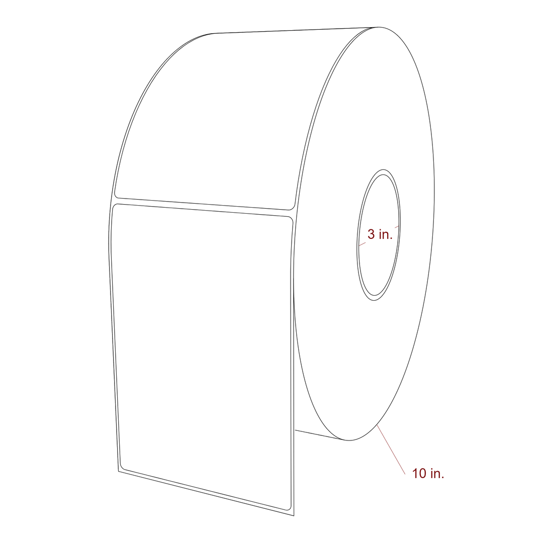 4.25 Inch x 6 Inch Rectangle Inkjet Label Roll - 3 Inch Core - 10 Inch Roll OD - 3D Perspective