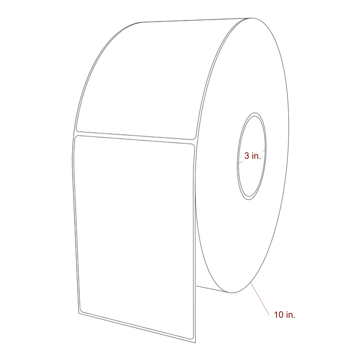 4.25 Inch x 6 Inch Rectangle Inkjet Label Roll - 3 Inch Core - 10 Inch Roll OD - 3D Perspective