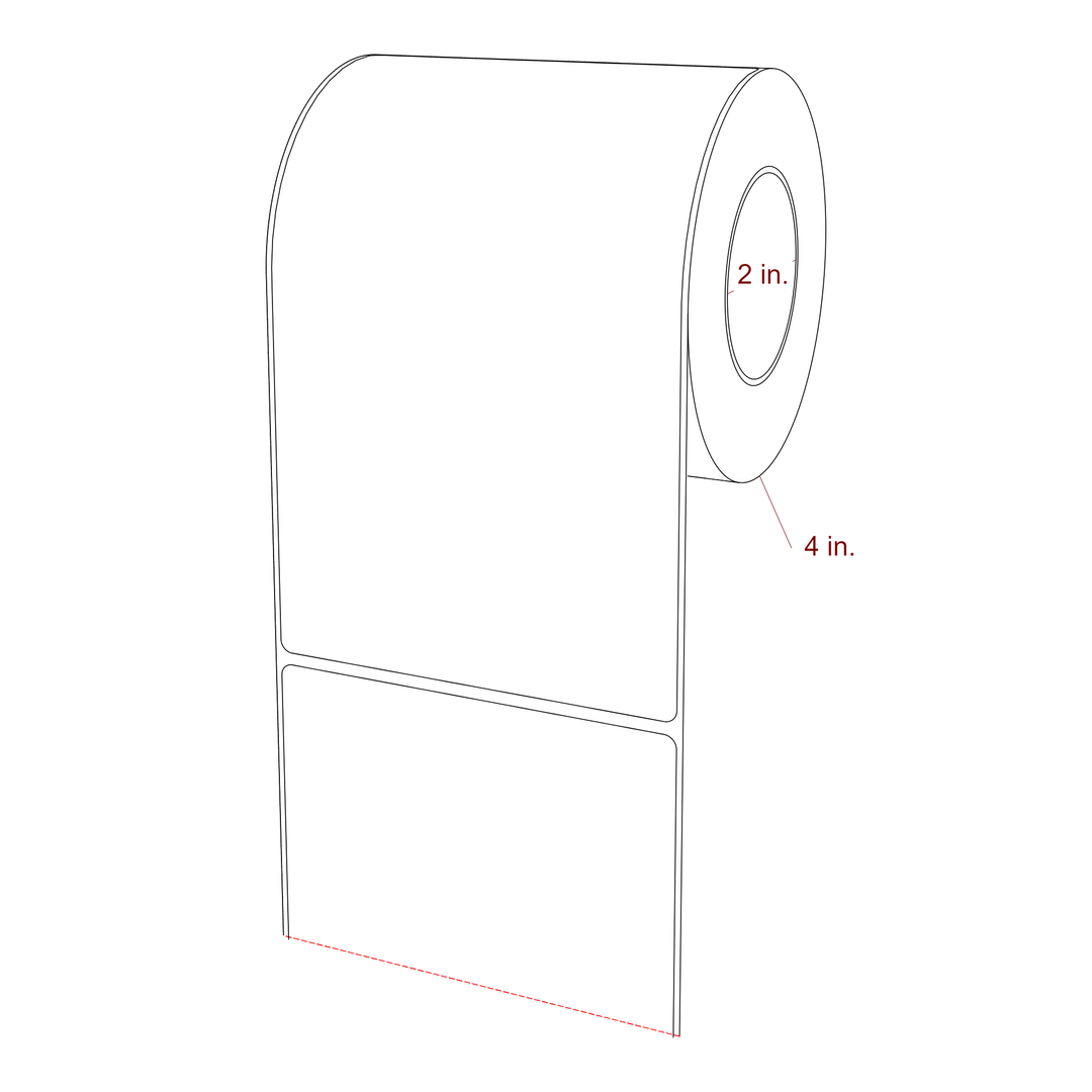 4.25 Inch x 7 Inch Rectangle Inkjet Label Roll - 2 Inch Core - 4 Inch Roll OD - 3D Perspective