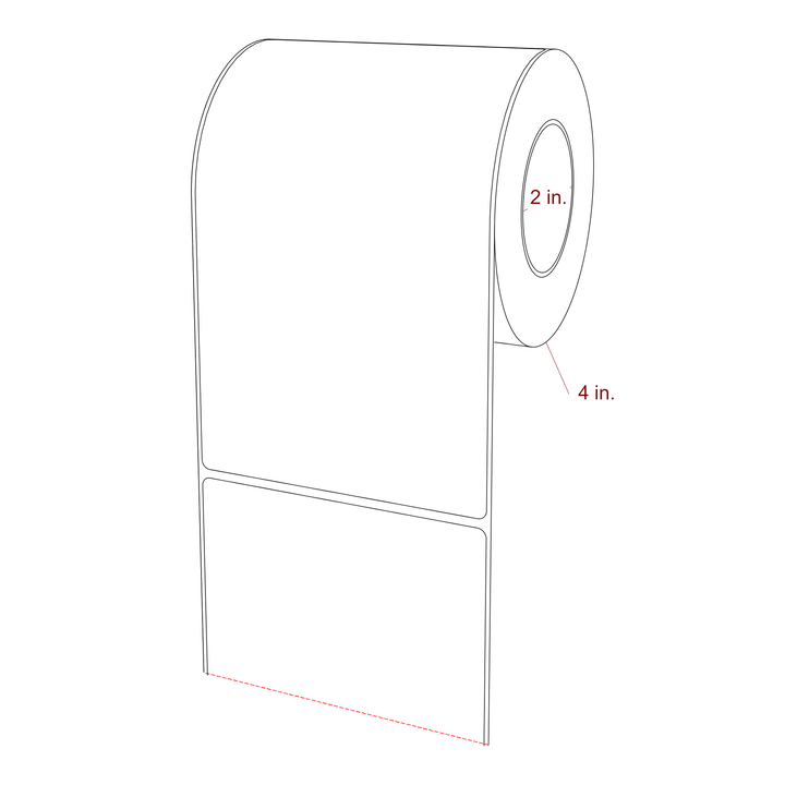 4.25 Inch x 7 Inch Rectangle Inkjet Label Roll - 2 Inch Core - 4 Inch Roll OD - 3D Perspective