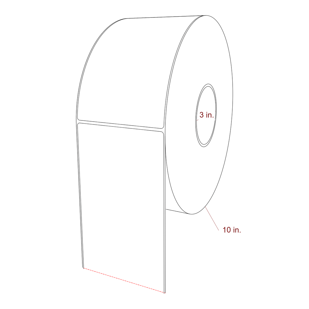 4.25 Inch x 7 Inch Rectangle Inkjet Label Roll - 3 Inch Core - 10 Inch Roll OD - 3D Perspective
