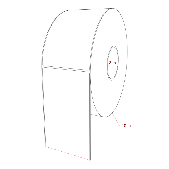 4.25 Inch x 7 Inch Rectangle Inkjet Label Roll - 3 Inch Core - 10 Inch Roll OD - 3D Perspective