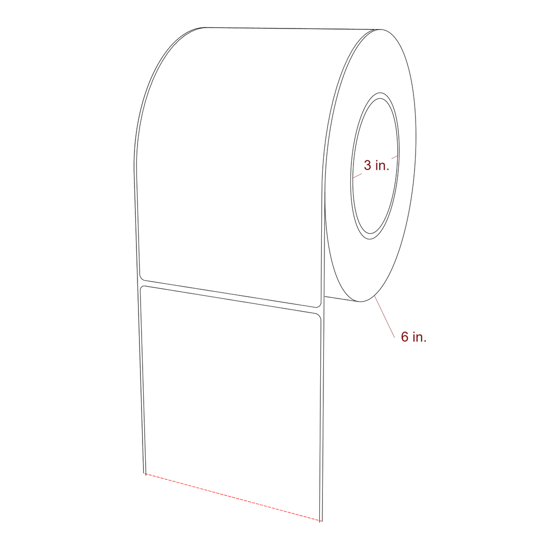 4.25 Inch x 7 Inch Rectangle Inkjet Label Roll - 3 Inch Core - 6 Inch Roll OD - 3D Perspective