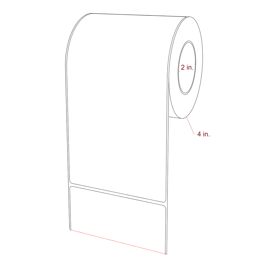 4.25 Inch x 8 Inch Rectangle Inkjet Label Roll - 2 Inch Core - 4 Inch Roll OD - 3D Perspective