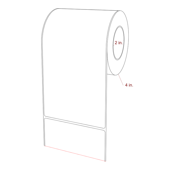 4.25 Inch x 8 Inch Rectangle Inkjet Label Roll - 2 Inch Core - 4 Inch Roll OD - 3D Perspective