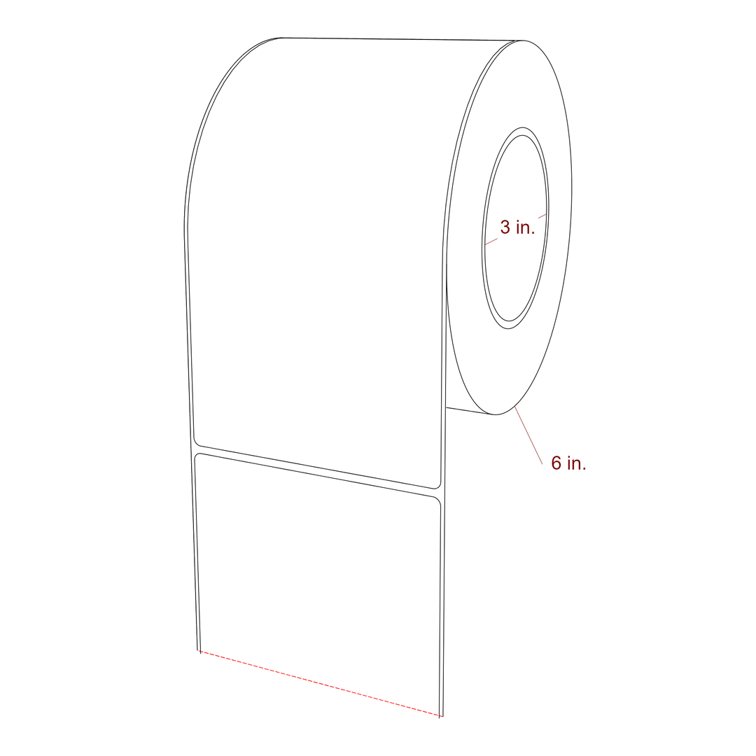 4.25 Inch x 8 Inch Rectangle Inkjet Label Roll - 3 Inch Core - 6 Inch Roll OD - 3D Perspective