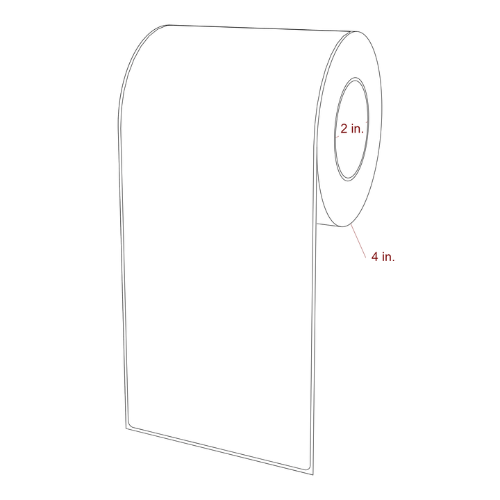 4.25 Inch x 9.75 Inch Rectangle Inkjet Label Roll - 2 Inch Core - 4 Inch Roll OD - 3D Perspective