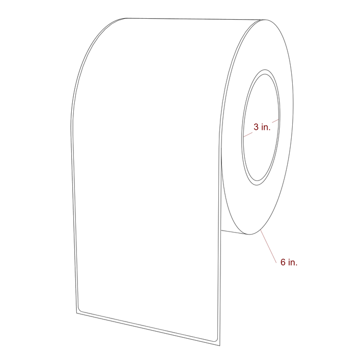 4.25 Inch x 9.75 Inch Rectangle Inkjet Label Roll - 3 Inch Core - 6 Inch Roll OD - 3D Perspective