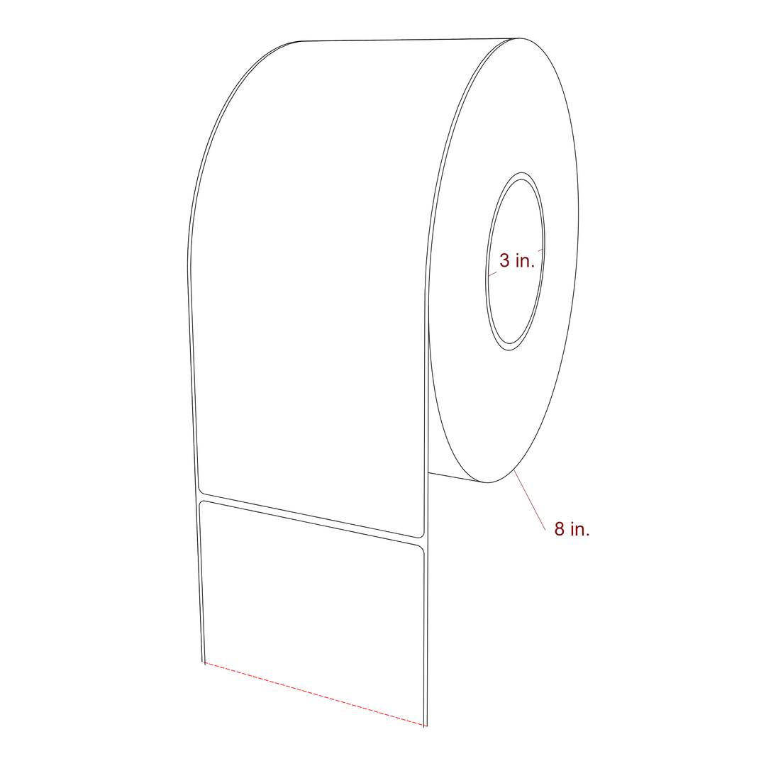 4.25 Inch x 9.75 Inch Rectangle Inkjet Label Roll - 3 Inch Core - 8 Inch Roll OD - 3D Perspective