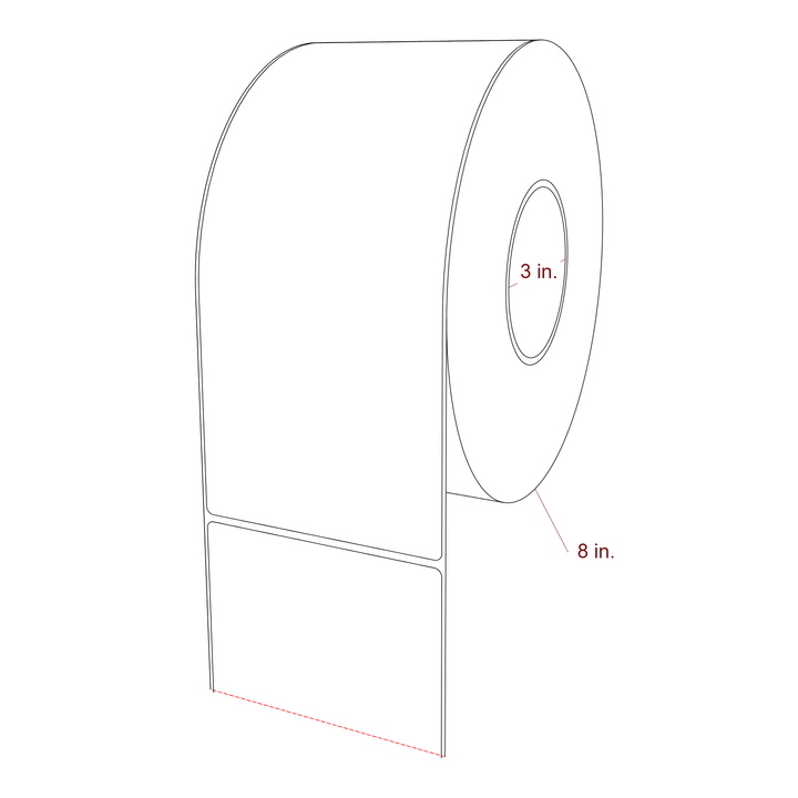 4.25 Inch x 9.75 Inch Rectangle Inkjet Label Roll - 3 Inch Core - 8 Inch Roll OD - 3D Perspective
