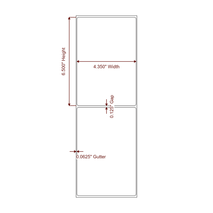 4.35" x 6.5" Rectangle Roll for Epson ColorWorks, VIPColor & Primera Printers; 4.35" x 6.5" Rectangle Label Diagram