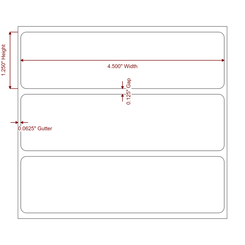 4.5" x 1.25" Inkjet Label Rolls | Fits Epson ColorWorks, VIPColor & Primera - Label Diagram