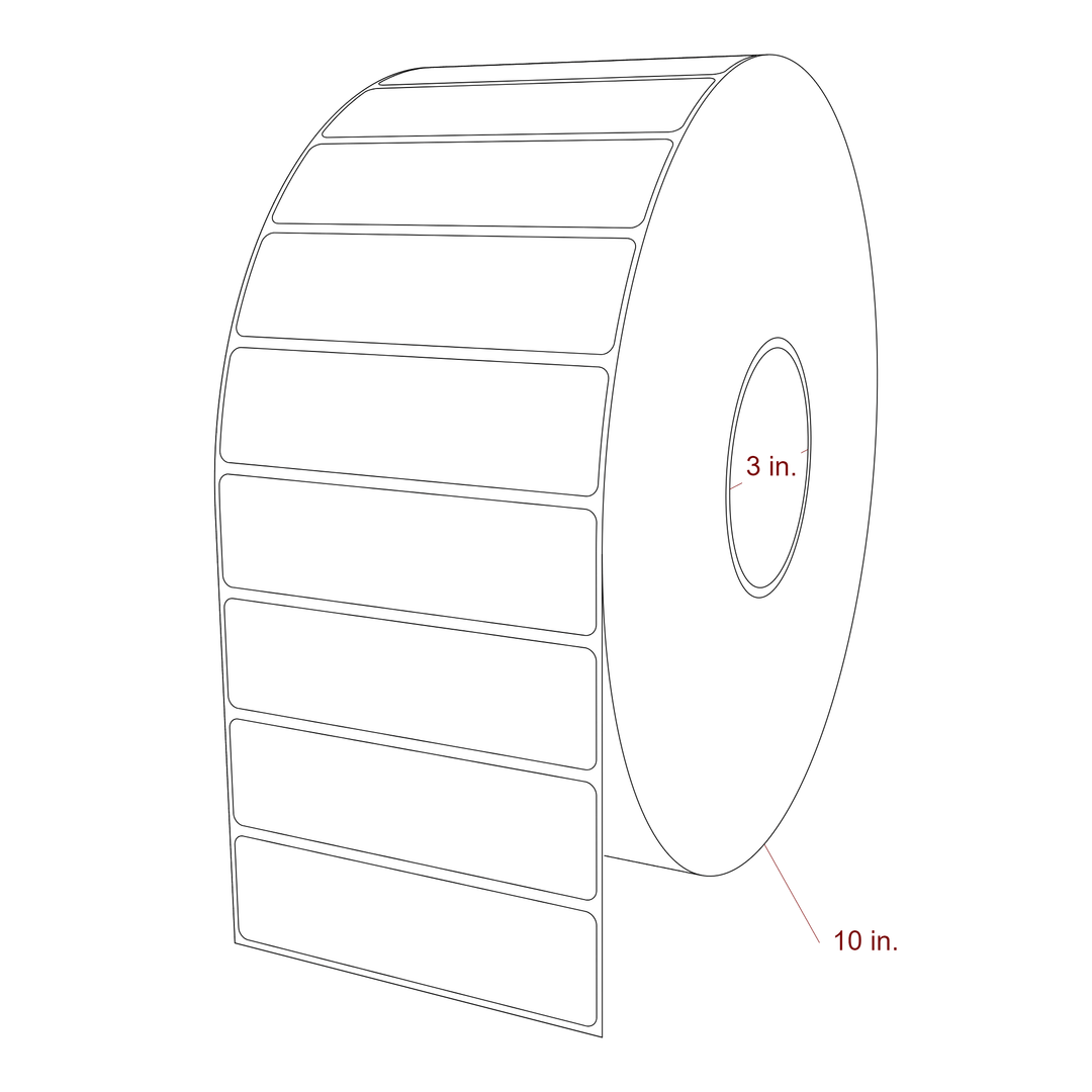 4.5 Inch x 1.25 Inch Rectangle Inkjet Label Roll - 3 Inch Core - 10 Inch Roll OD - 3D Perspective