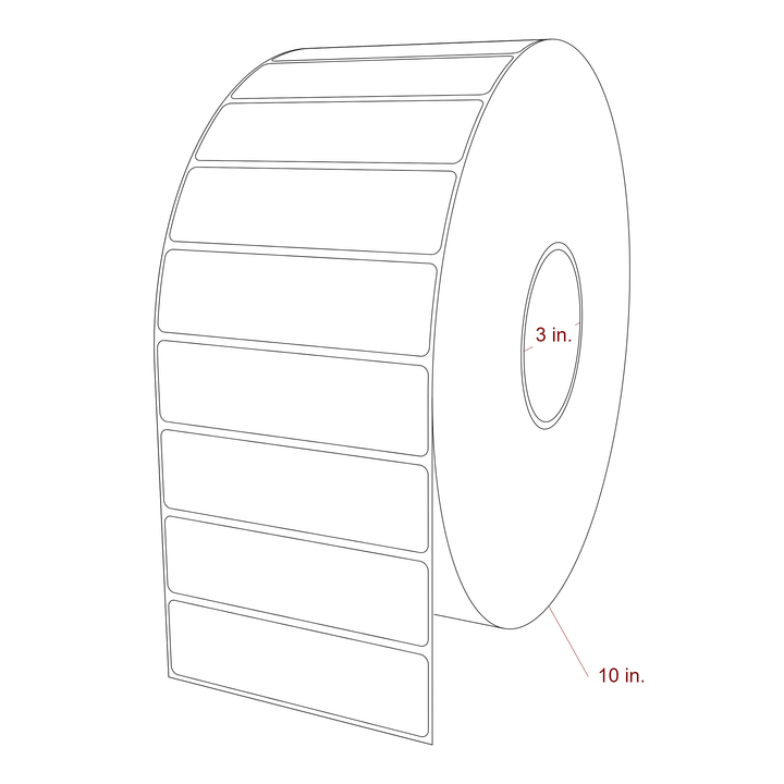 4.5 Inch x 1.25 Inch Rectangle Inkjet Label Roll - 3 Inch Core - 10 Inch Roll OD - 3D Perspective