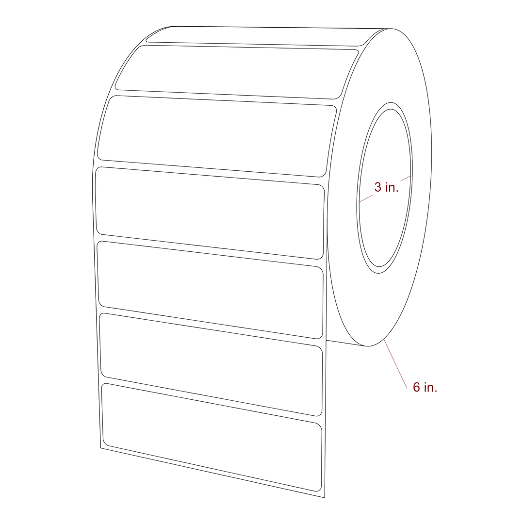 4.5 Inch x 1.25 Inch Rectangle Inkjet Label Roll - 3 Inch Core - 6 Inch Roll OD - 3D Perspective