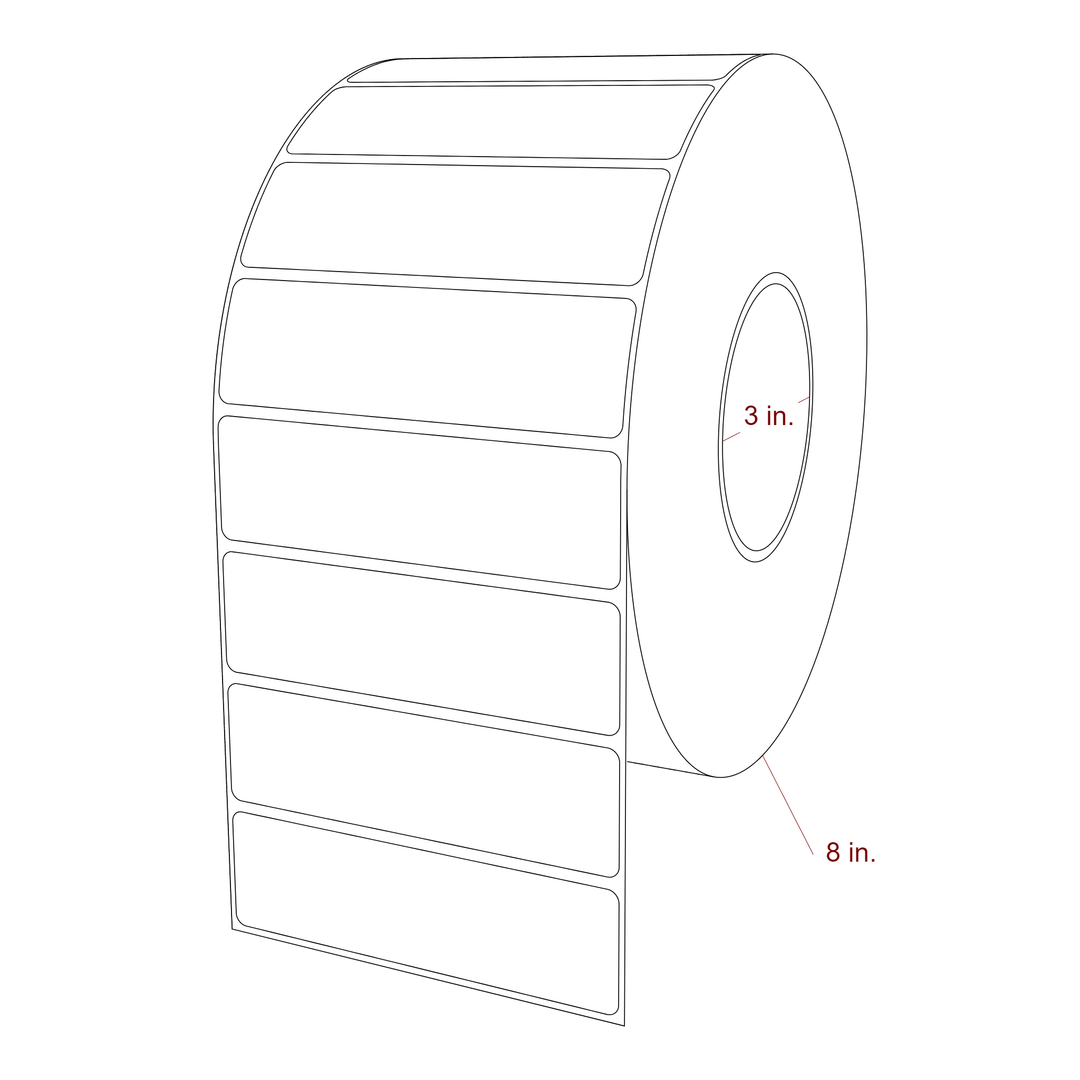 4.5 Inch x 1.3 Inch Rectangle Inkjet Label Roll - 3 Inch Core - 8 Inch Roll OD - 3D Perspective