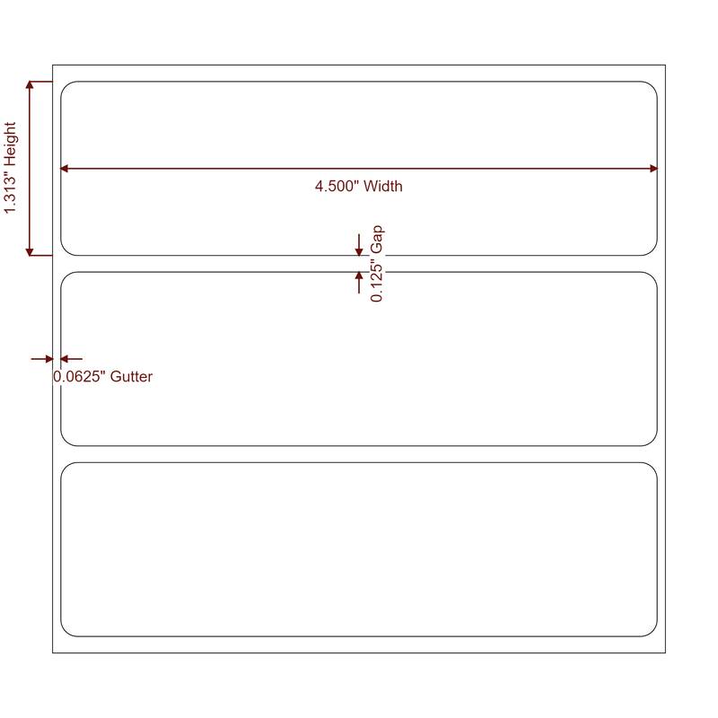 4.5" x 1.3125" Inkjet Label Rolls | Fits VIPColor VP500/VP550, VIPColor VP610/VP660 & VIPColor VP700/VP750 - Label Diagram