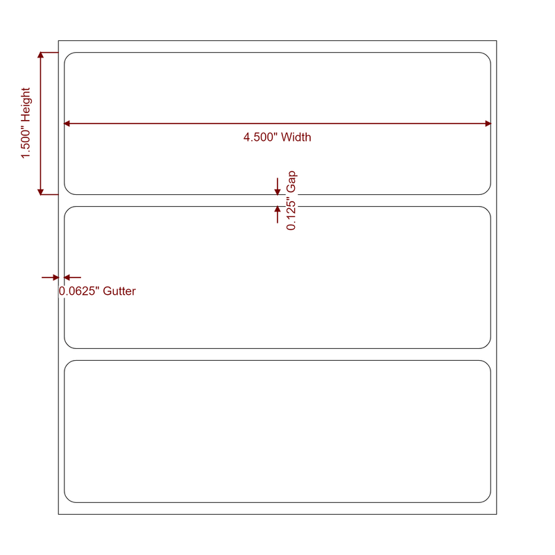 4.5" x 1.5" Inkjet Label Rolls | Fits Epson ColorWorks, VIPColor & Primera - Label Diagram
