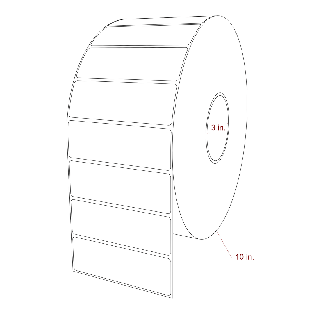 4.5 Inch x 1.5 Inch Rectangle Inkjet Label Roll - 3 Inch Core - 10 Inch Roll OD - 3D Perspective