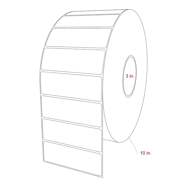 4.5 Inch x 1.5 Inch Rectangle Inkjet Label Roll - 3 Inch Core - 10 Inch Roll OD - 3D Perspective