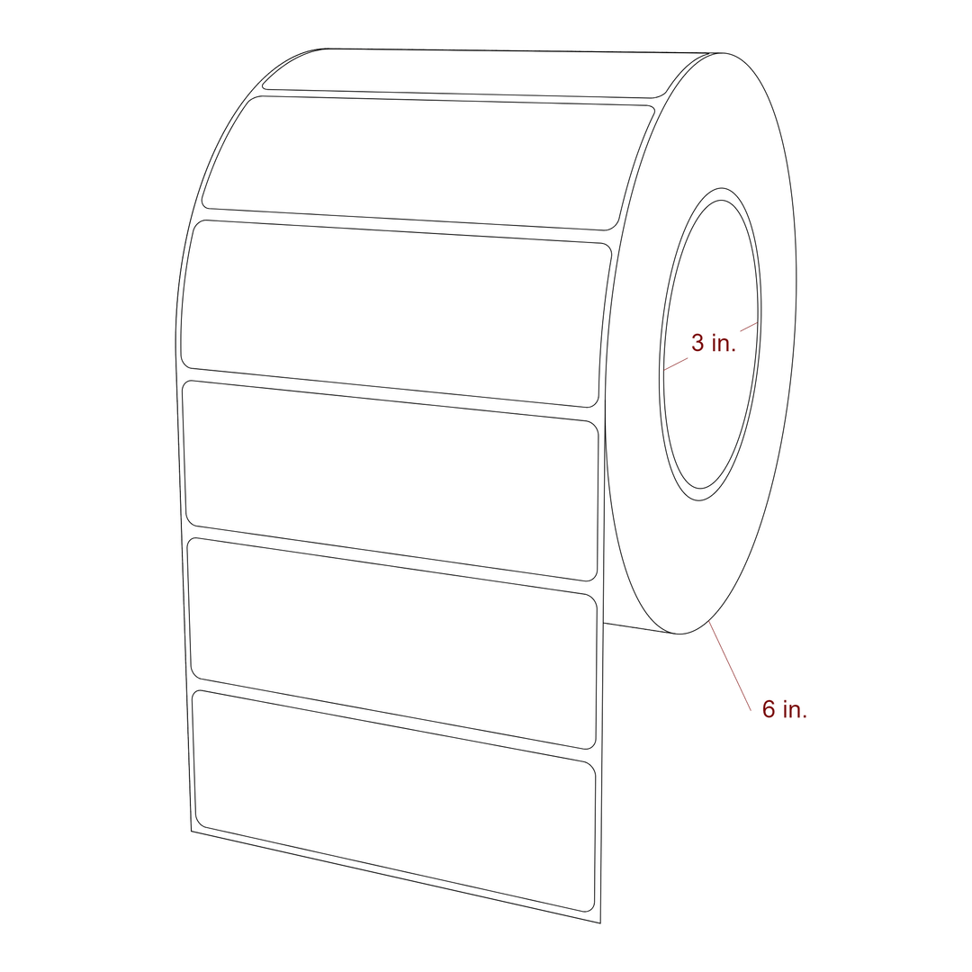 4.5 Inch x 1.5 Inch Rectangle Inkjet Label Roll - 3 Inch Core - 6 Inch Roll OD - 3D Perspective