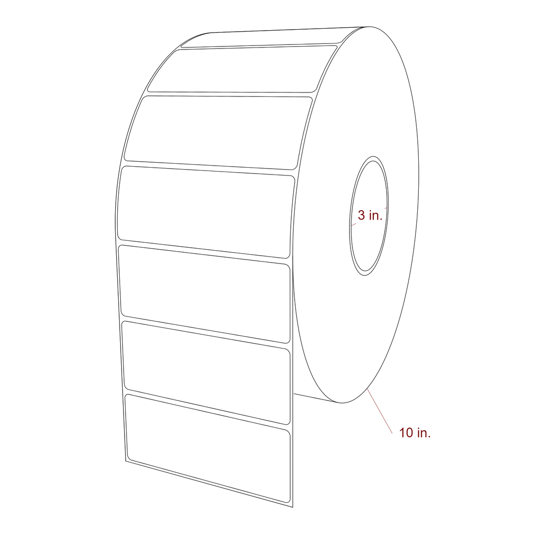 4.5 Inch x 1.75 Inch Rectangle Inkjet Label Roll - 3 Inch Core - 10 Inch Roll OD - 3D Perspective