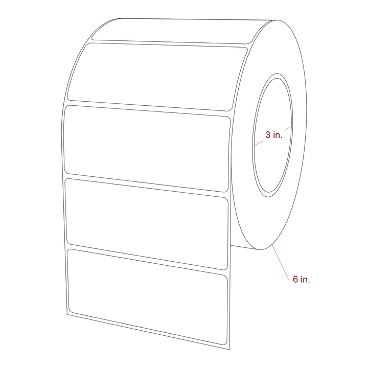 4.5 Inch x 1.75 Inch Rectangle Inkjet Label Roll - 3 Inch Core - 6 Inch Roll OD - 3D Perspective