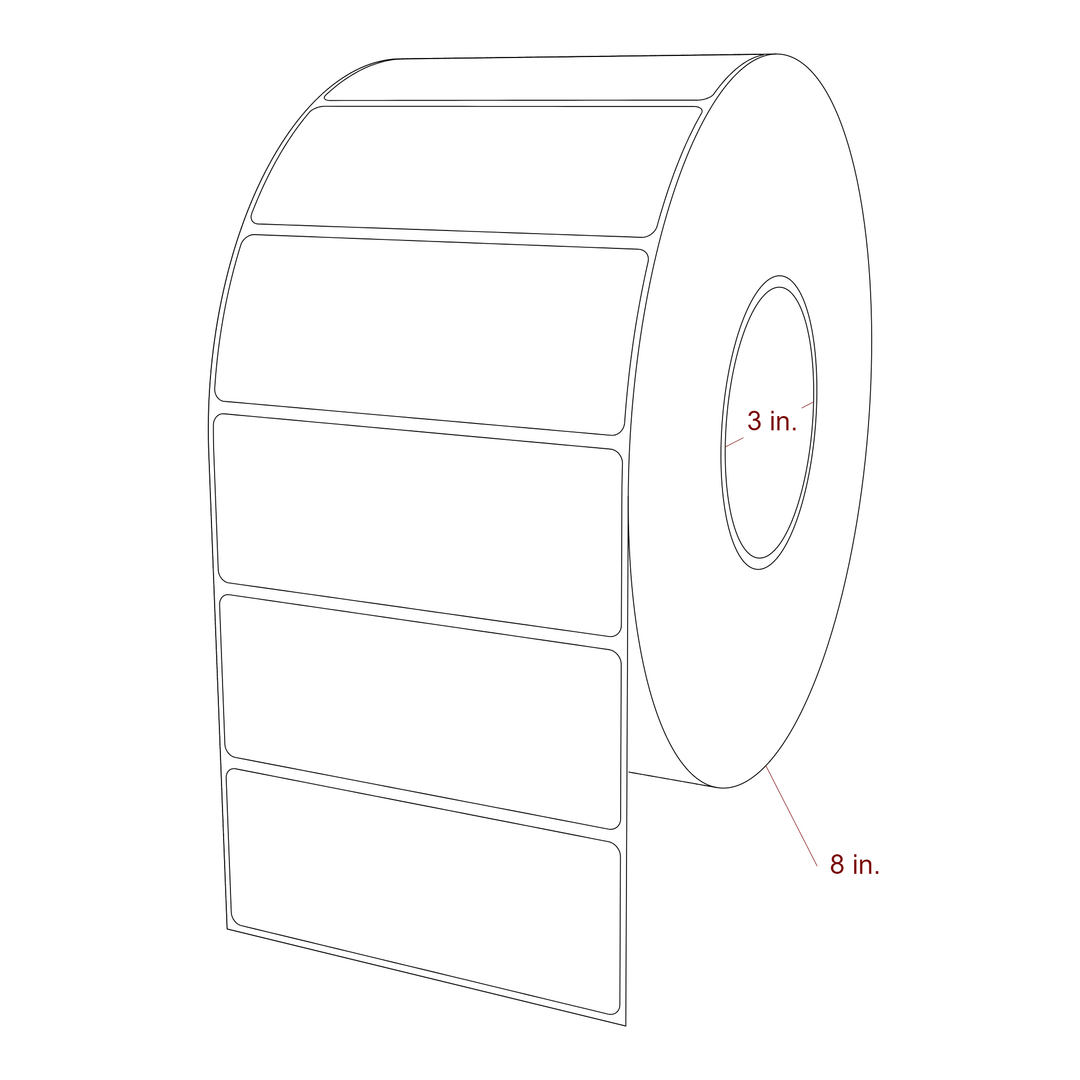 4.5 Inch x 1.75 Inch Rectangle Inkjet Label Roll - 3 Inch Core - 8 Inch Roll OD - 3D Perspective