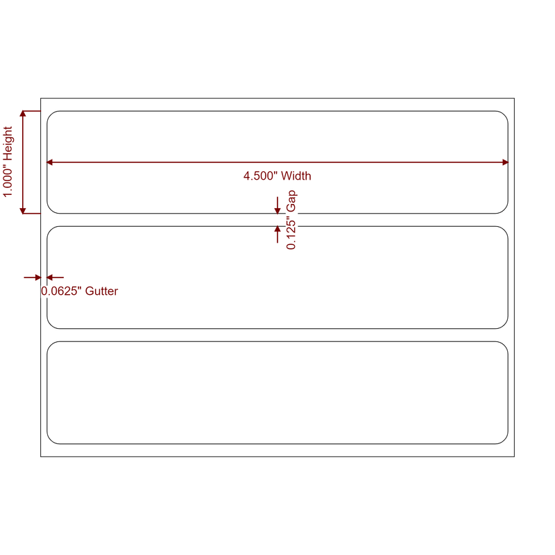 4.5" x 1" Inkjet Label Rolls | Fits Epson ColorWorks, VIPColor & Primera - Label Diagram