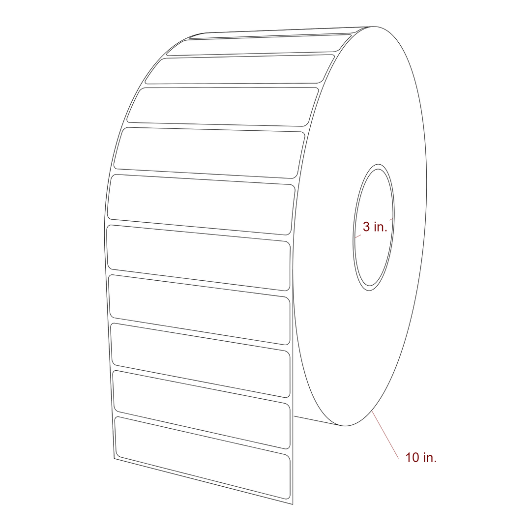 4.5 Inch x 1 Inch Rectangle Inkjet Label Roll - 3 Inch Core - 10 Inch Roll OD - 3D Perspective