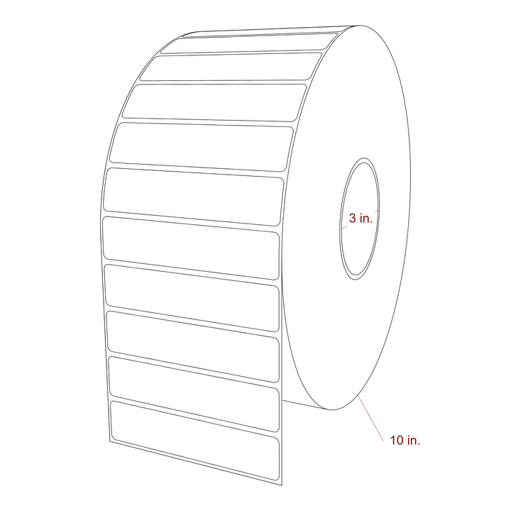 4.5 Inch x 1 Inch Rectangle Inkjet Label Roll - 3 Inch Core - 10 Inch Roll OD - 3D Perspective
