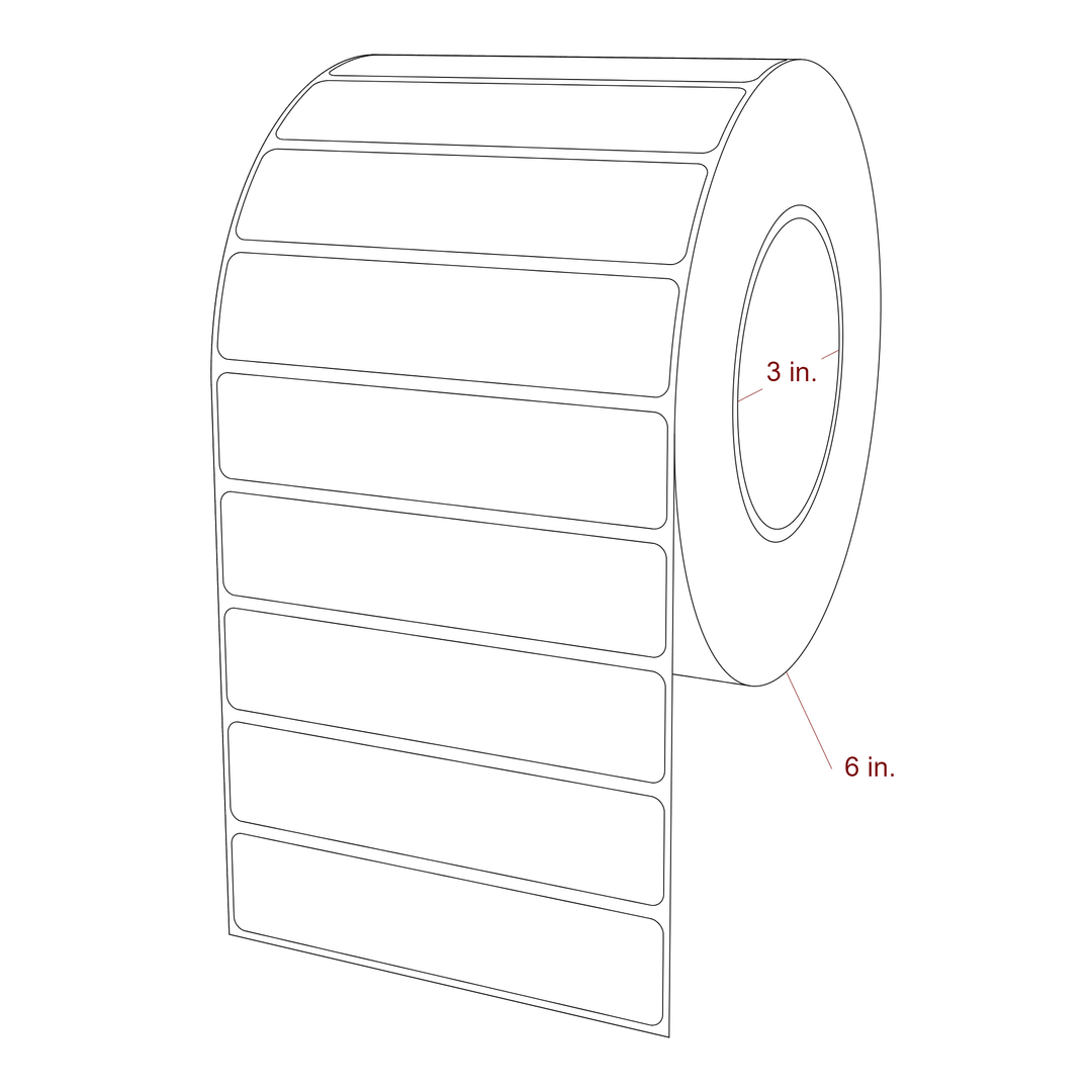 4.5 Inch x 1 Inch Rectangle Inkjet Label Roll - 3 Inch Core - 6 Inch Roll OD - 3D Perspective