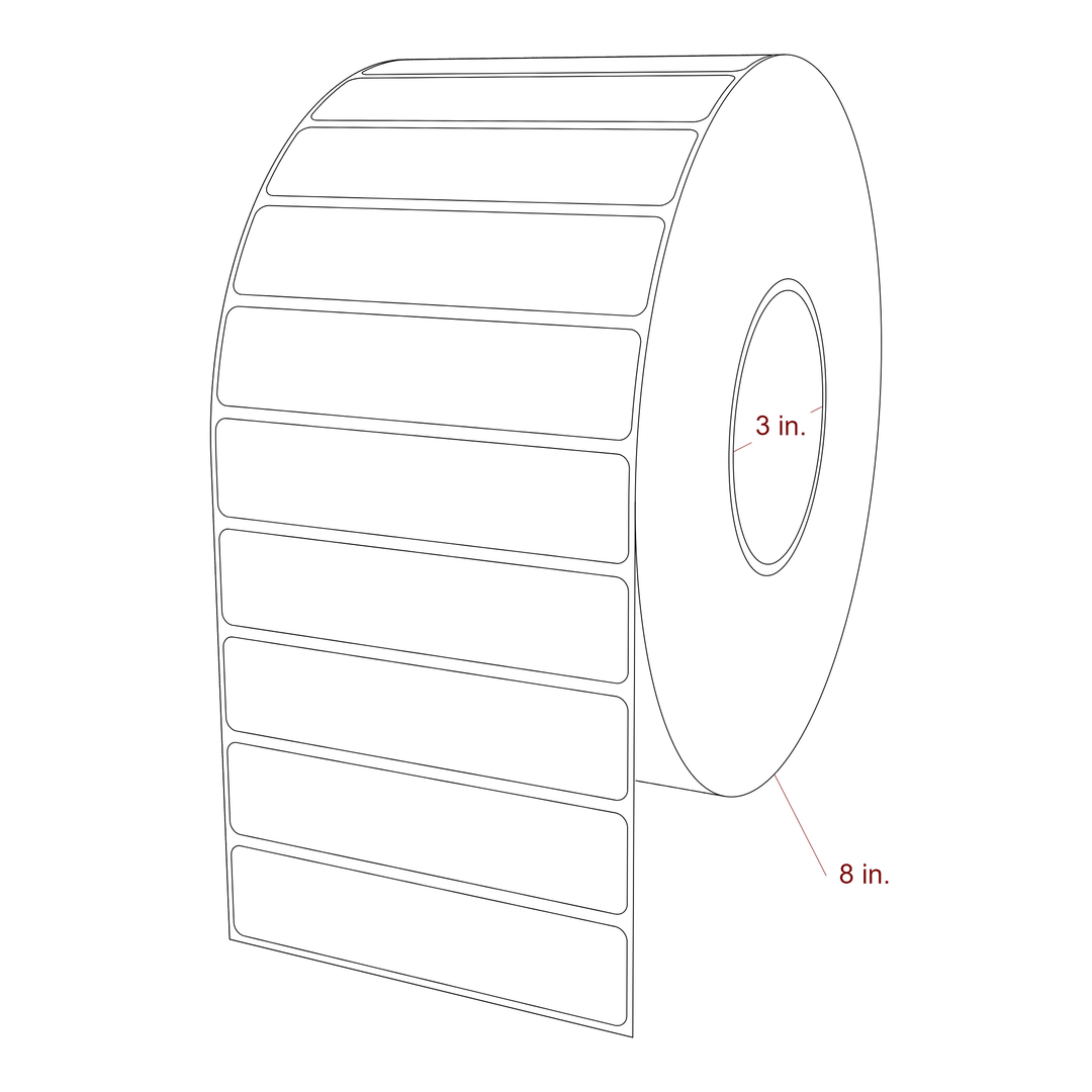 4.5 Inch x 1 Inch Rectangle Inkjet Label Roll - 3 Inch Core - 8 Inch Roll OD - 3D Perspective