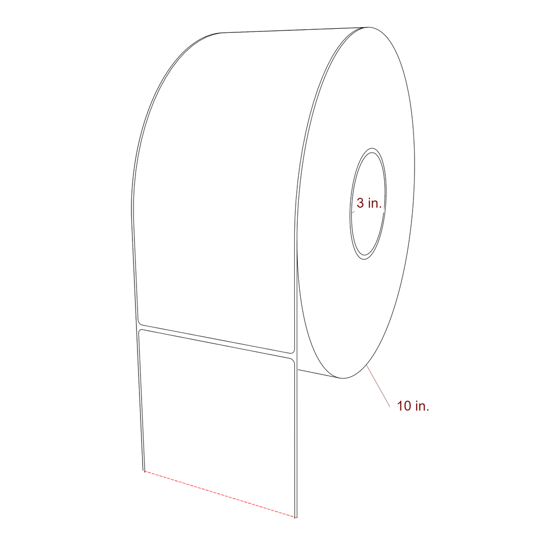 4.5 Inch x 10 Inch Rectangle Inkjet Label Roll - 3 Inch Core - 10 Inch Roll OD - 3D Perspective