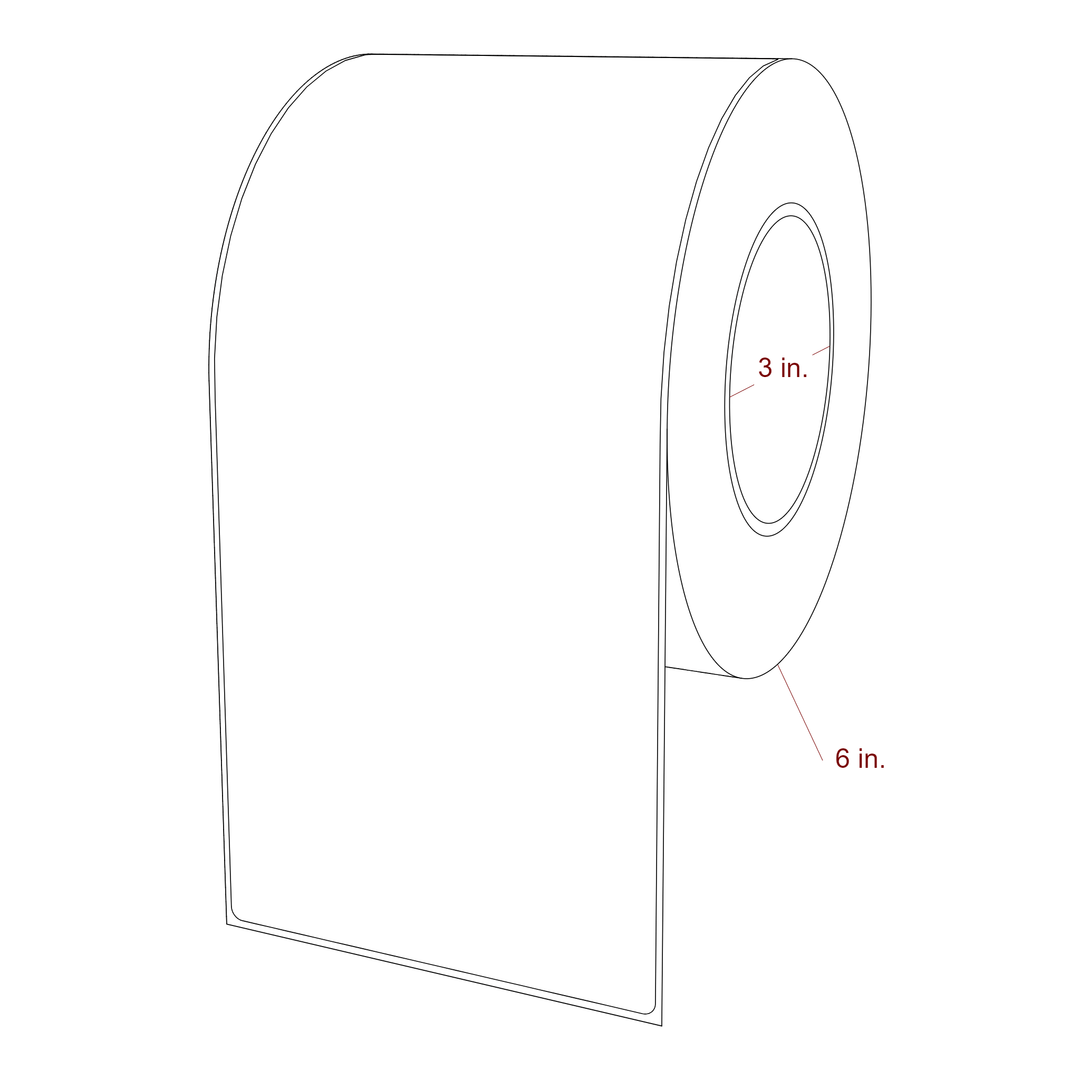 4.5 Inch x 10 Inch Rectangle Inkjet Label Roll - 3 Inch Core - 6 Inch Roll OD - 3D Perspective