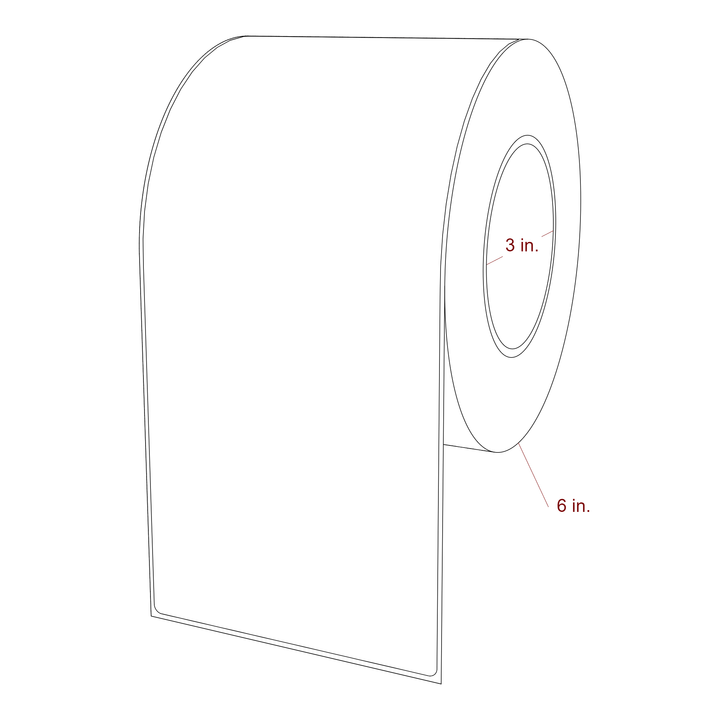 4.5 Inch x 10 Inch Rectangle Inkjet Label Roll - 3 Inch Core - 6 Inch Roll OD - 3D Perspective